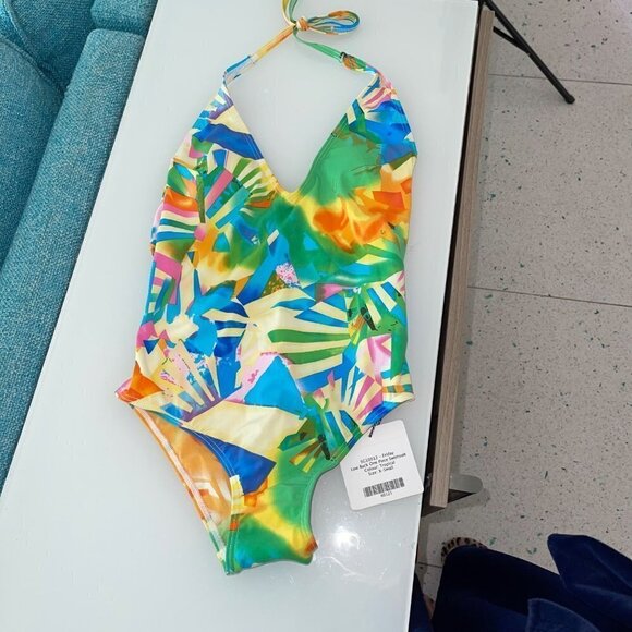 Lisa Maree Womens Swimsuit Size XS Tropical Low Back Molded CupsTie Neck New - Picture 10 of 14